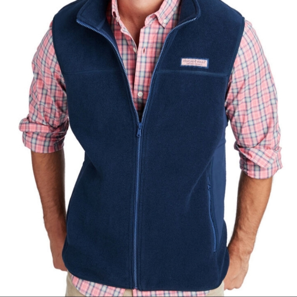 Vineyard Vines Vest Navy Blue Full-Zip (M)